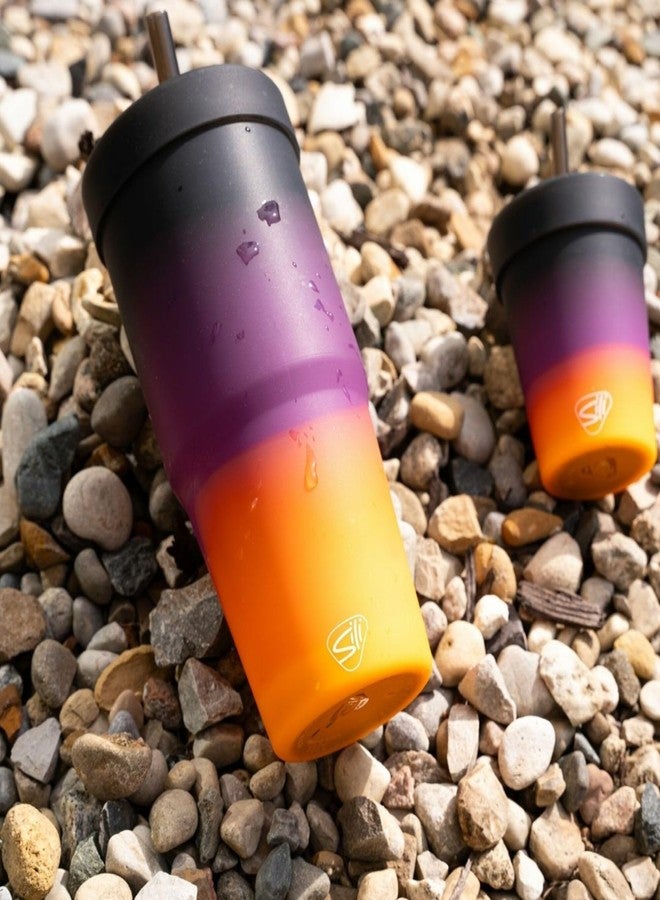 Silipint: Silicone 32oz Straw Tumblers: 2 Pack - Sun Storm - Unbreakable, Flexible, Sustainable, Hot or Cold, Airtight Lid, Travel - Image 4